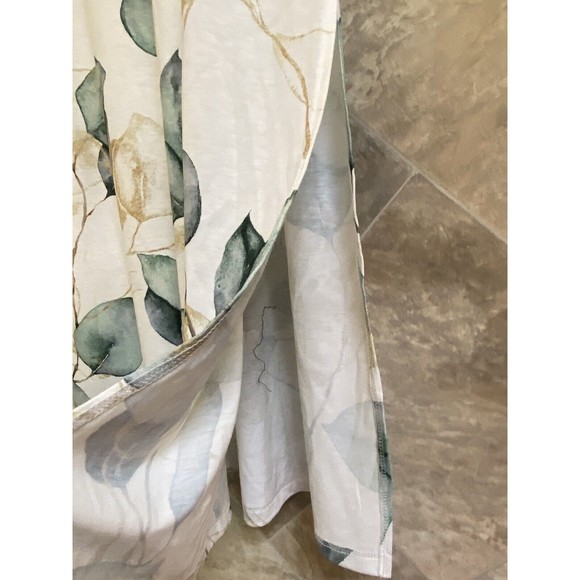 NoraCora Maxi Shirt Dress Women’s‎ Sz M White Floral V-Neck Short Sleeve - Picture 6 of 12